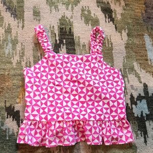 Zara Pink and White Geometric Tank Top